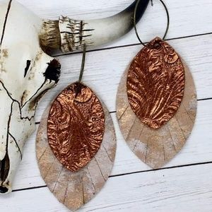 Genuine & Vegan Leather Double Layer Earring